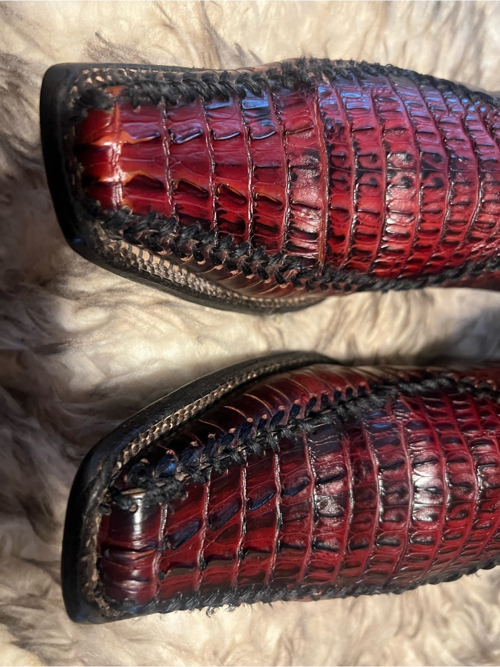 Men's Burgundy Exotic Leather Cowboy Boots size 26 Mex - 7 US - Picture 3 of 16
